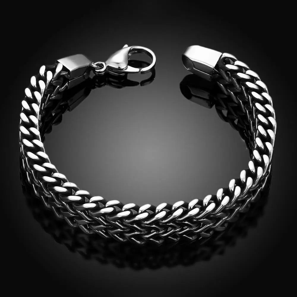 men's woven chain link titanium steel bracelet