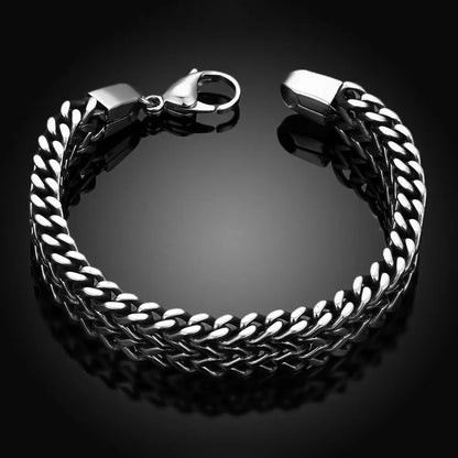 men's woven chain link titanium steel bracelet
