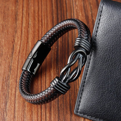 minimal infinity knot wristband leather bracelet for men