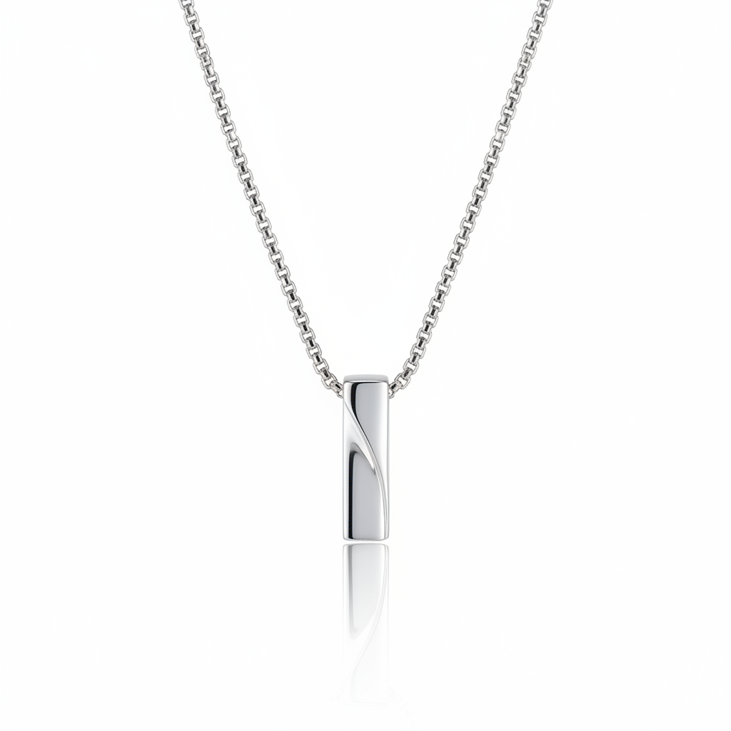 Minimalist stainless steel bar pendant necklace with vertical design