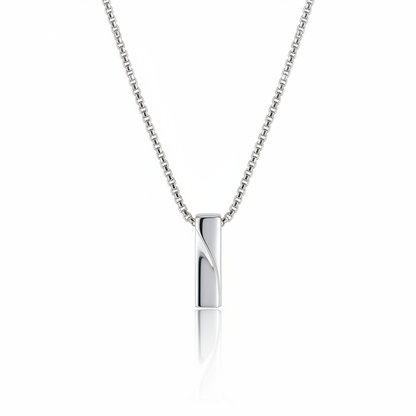 Minimalist stainless steel bar pendant necklace with vertical design