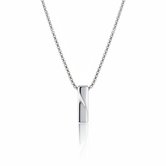 Minimalist stainless steel bar pendant necklace with vertical design