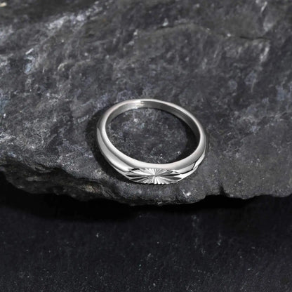 Minimalist engraved signet ring stainless steel silver jewelry
