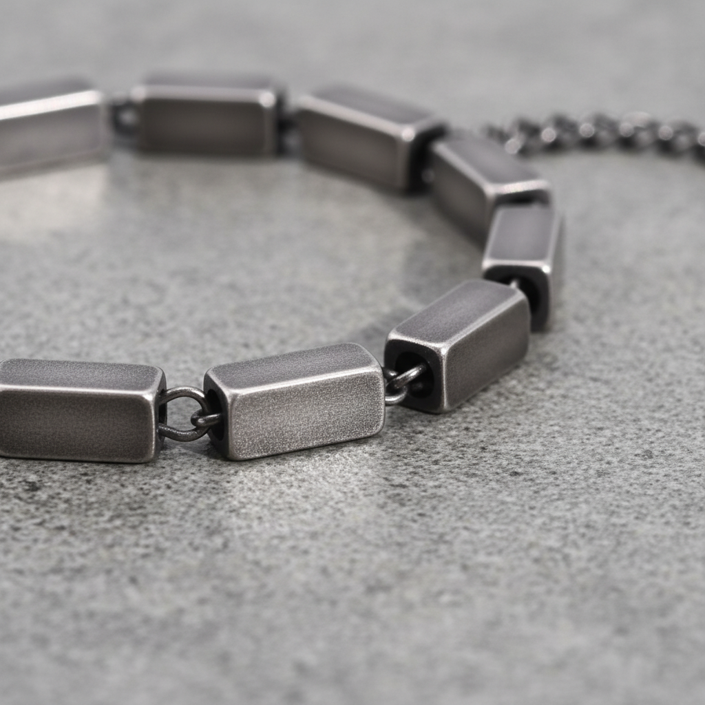 Minimalist stainless steel chain bracelet for men geometric style