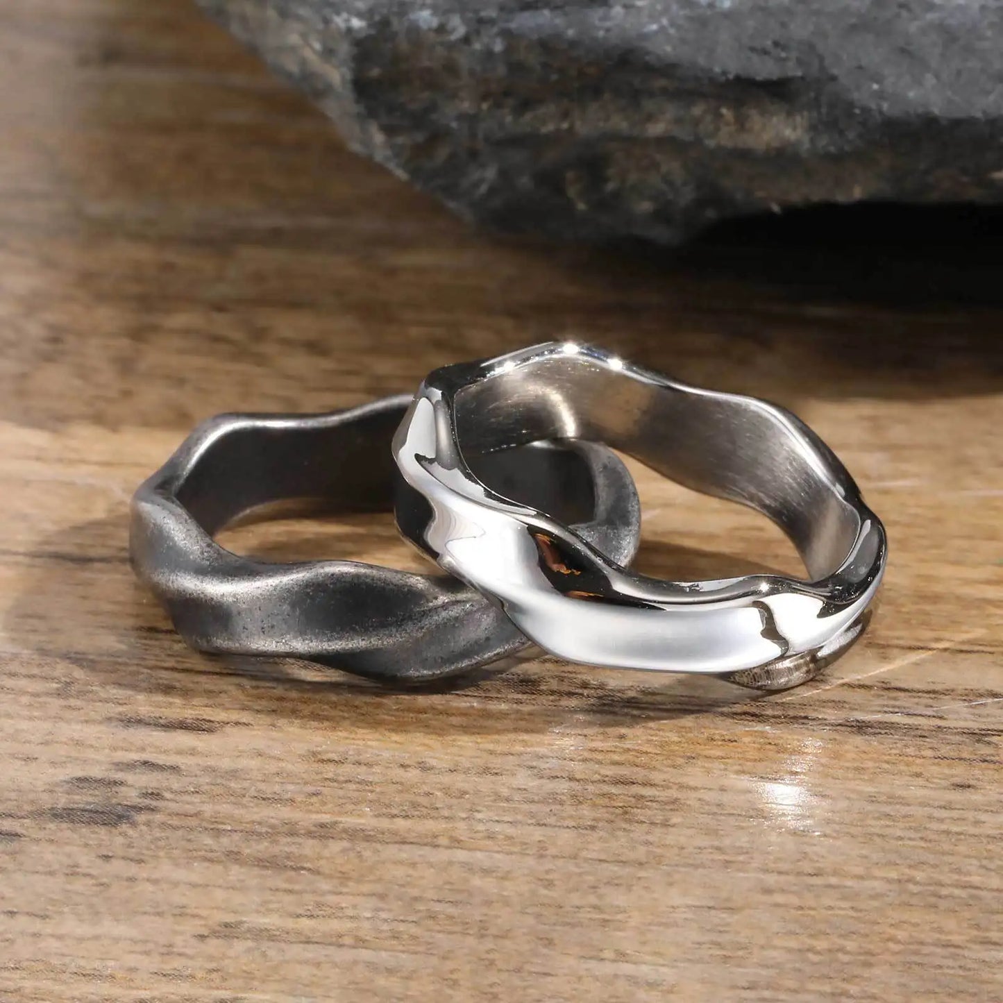 Minimalist stainless steel mobius infinity ring modern sculptural band