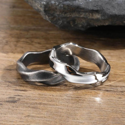 Minimalist stainless steel mobius infinity ring modern sculptural band