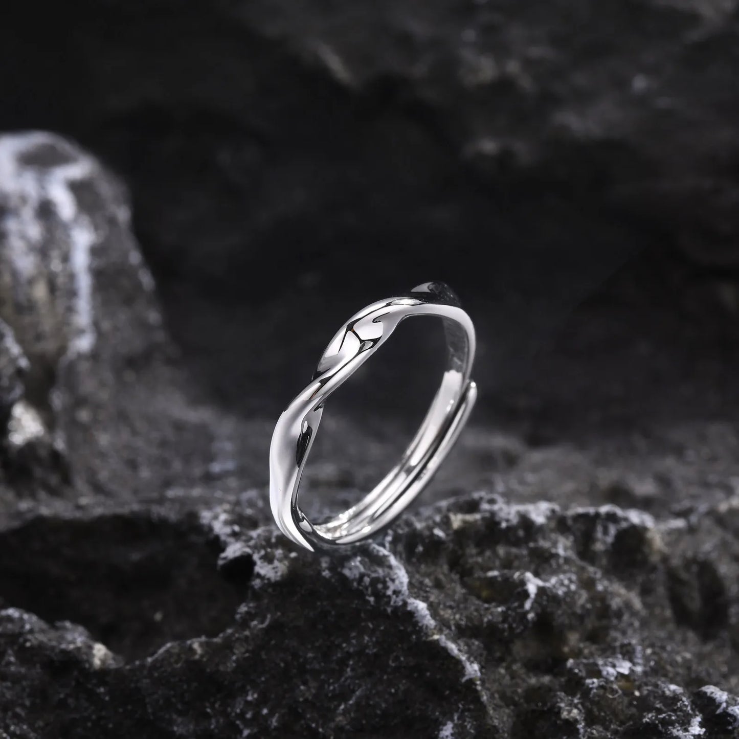 Minimalist twist band ring stainless steel slim jewelry