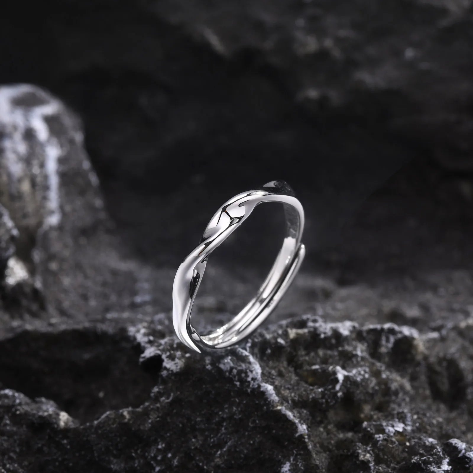 Minimalist twist band ring stainless steel slim jewelry