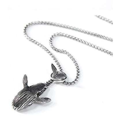 Ocean themed whale charm necklace made from stainless steel