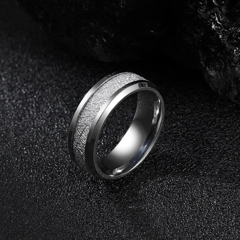 Modern brushed metal ring stainless steel men band