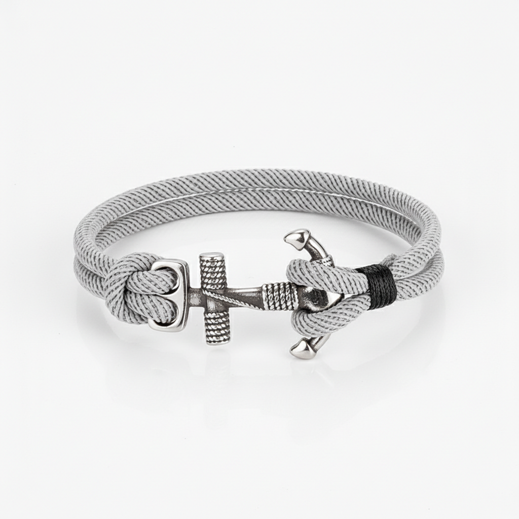 nautical anchor rope bracelet with stainless steel anchor clasp