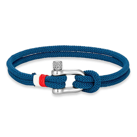 nautical shackle rope bracelet with stainless steel u shackle clasp