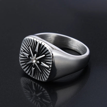 Navigator star compass ring sterling silver men jewelry