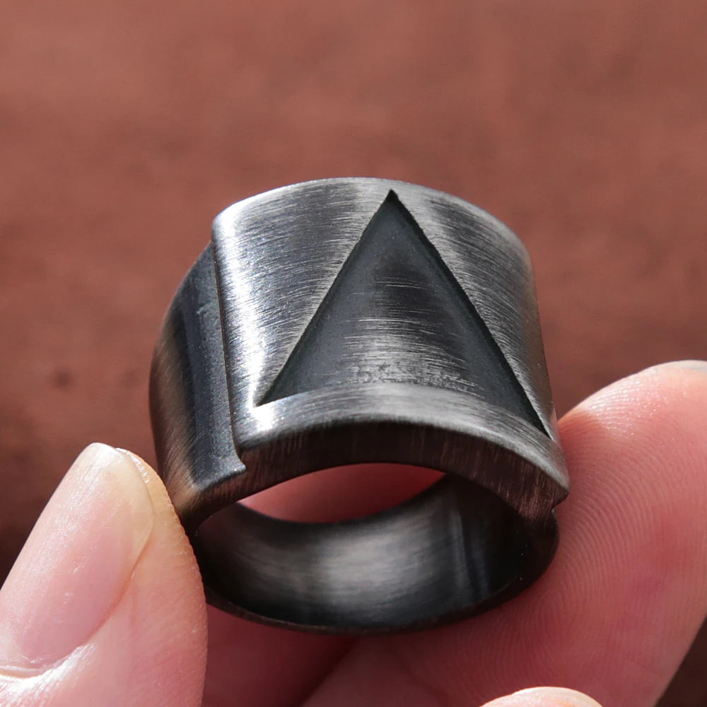 Nordic triangle symbol ring stainless steel Viking jewelry