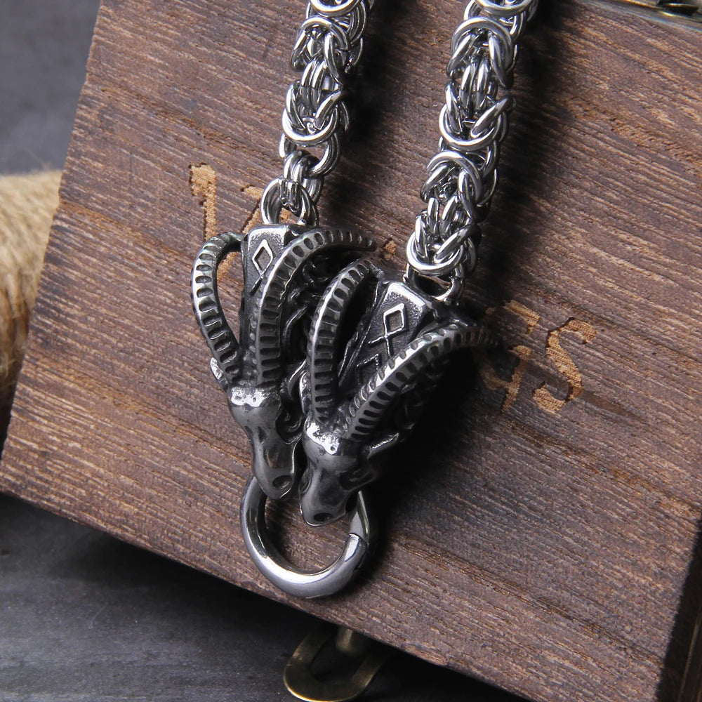 Norse ram skull necklace inspired by Viking mythology