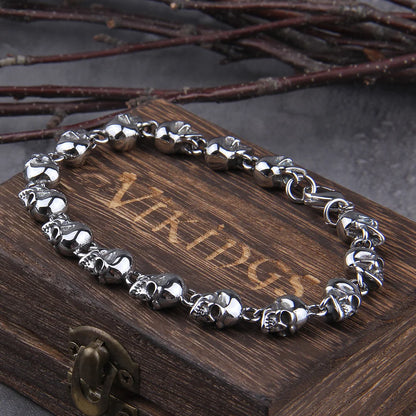 punk skull link bracelet stainless steel for men
