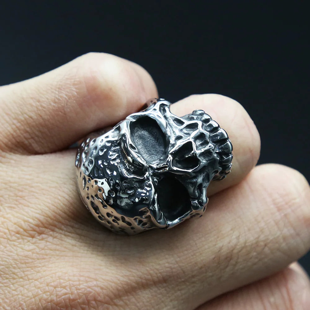 Punk skull ring stainless steel gothic men ring