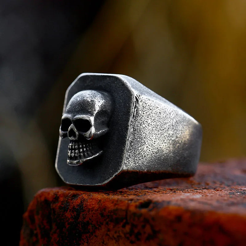 Punk skull statement ring stainless steel men jewelry