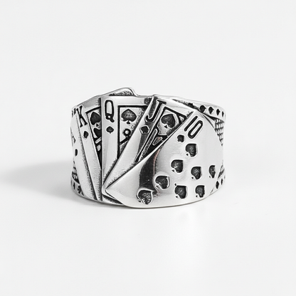 Royal flush poker ring stainless steel gambler ring for men