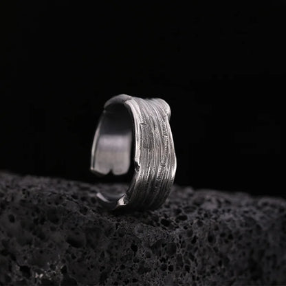 Rustic open band ring textured stainless steel jewelry