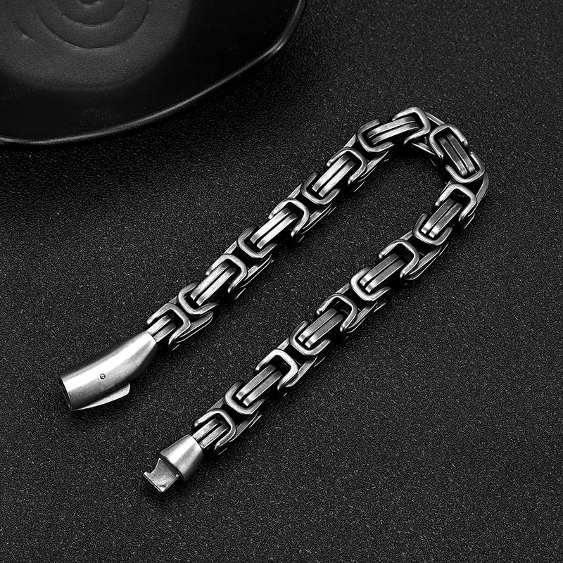 silver stainless steel byzantine chain bracelet
