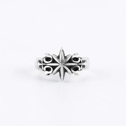Six point star ring stainless steel celestial symbol jewelry