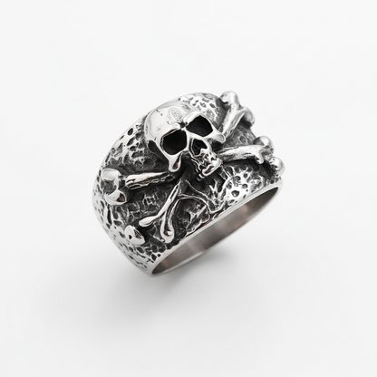 Skull crossbones ring stainless steel pirate biker ring