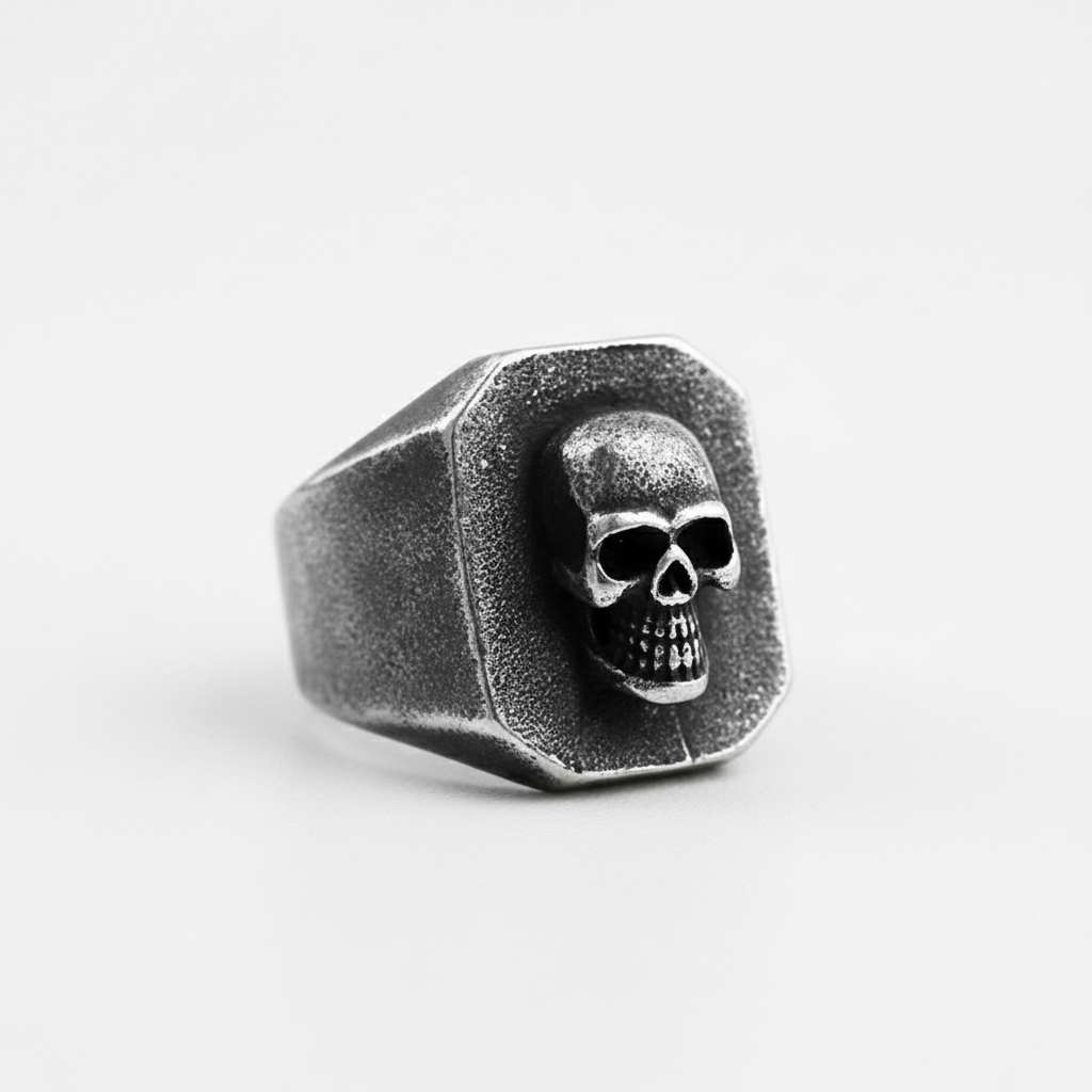 Skull signet ring stainless steel gothic punk men ring