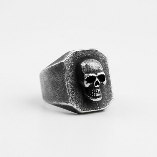 Skull signet ring stainless steel gothic punk men ring