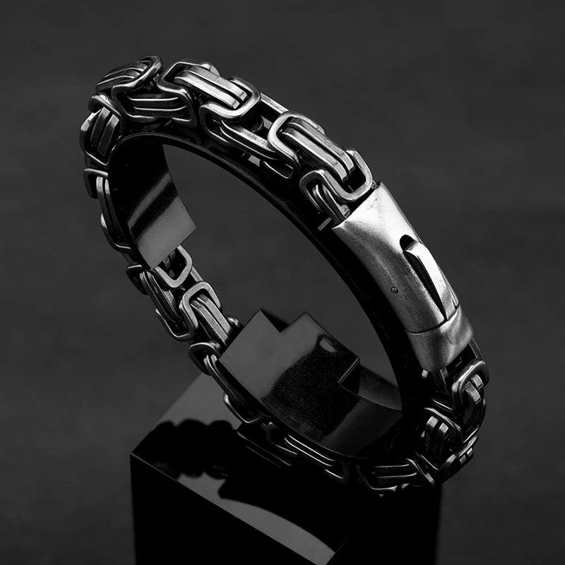 stainless steel byzantine chain bracelet for men