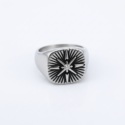 Sterling silver compass ring for men Nordic navigator symbol