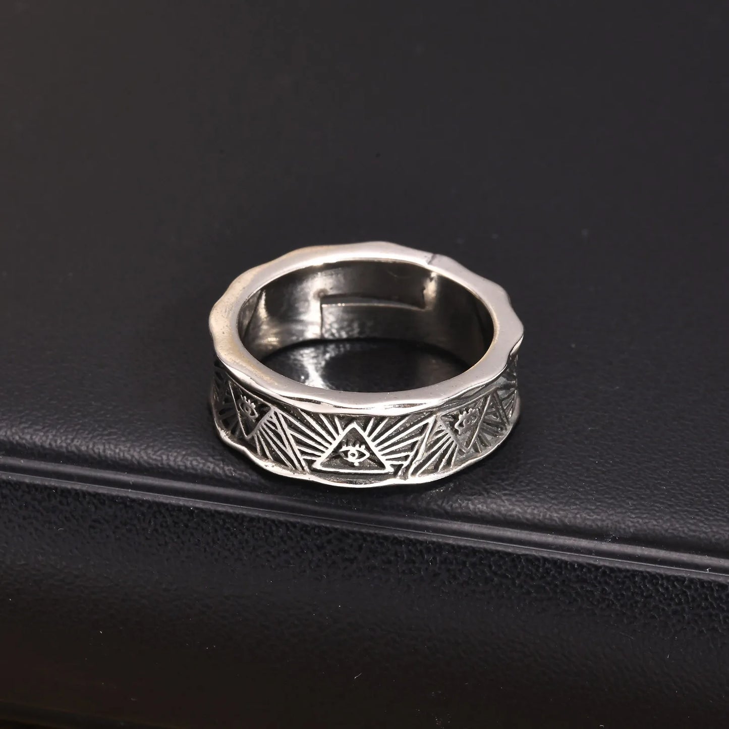Symbolic all seeing eye ring stainless steel vintage band