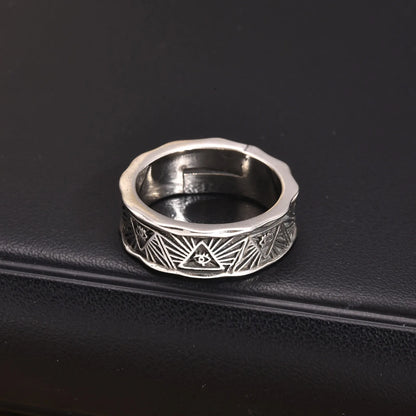 Symbolic all seeing eye ring stainless steel vintage band