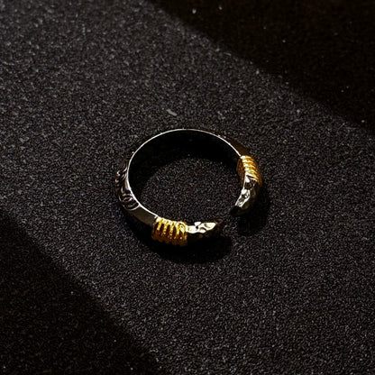 Textured artisan ring hammered stainless steel adjustable band