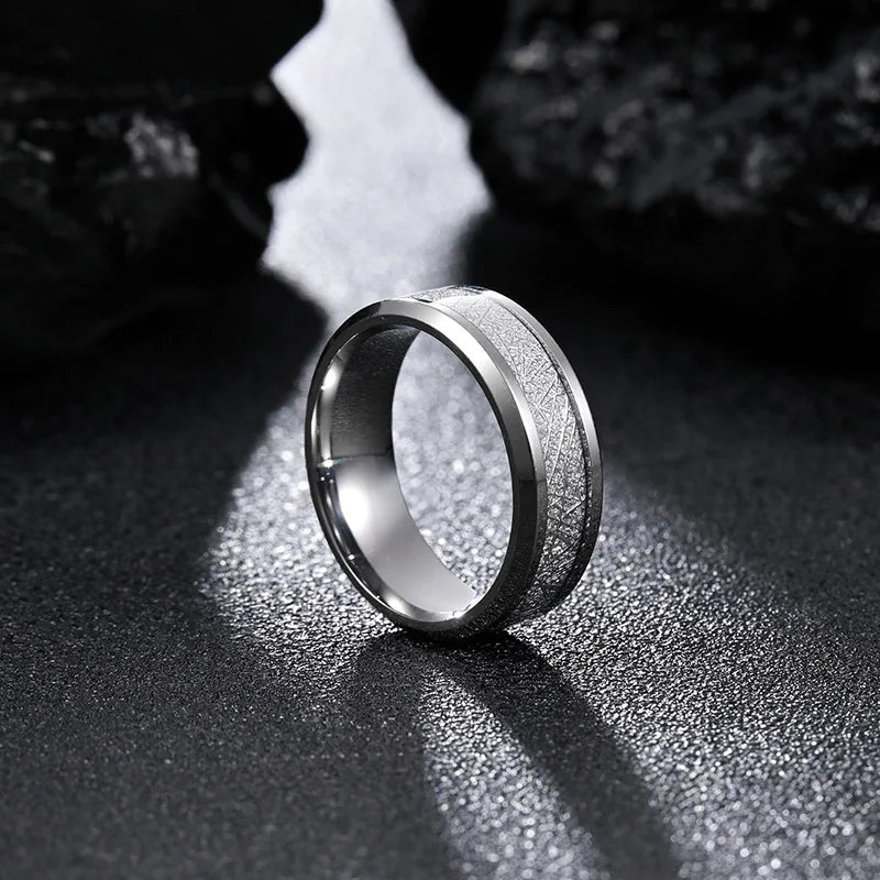 Textured stainless steel band ring minimalist men jewelry