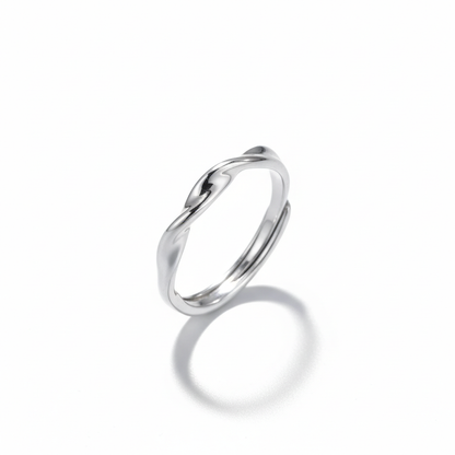 Minimalist thin twisted stainless steel ring polished twist band