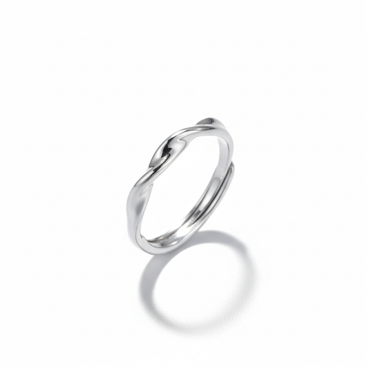 Minimalist thin twisted stainless steel ring polished twist band