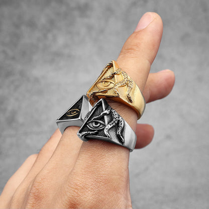 Triangle eye statement ring stainless steel all seeing eye jewelry