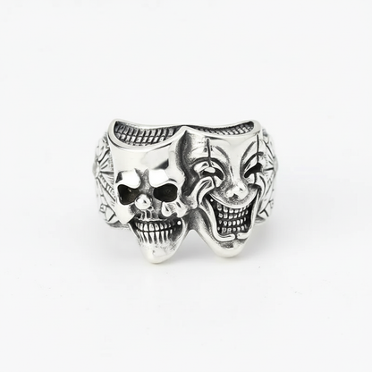 Two face skull mask ring stainless steel gothic statement jewelry