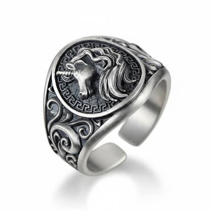 Unicorn head ring stainless steel mythical creature jewelry