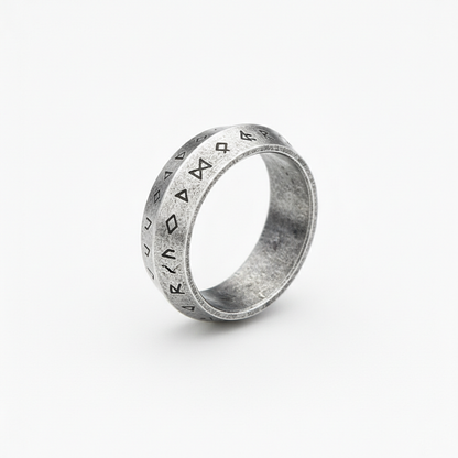 Viking futhark rune ring stainless steel Norse symbol band