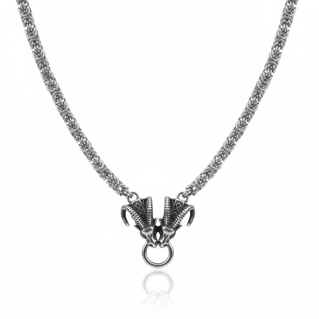 Viking goat head pendant necklace made from stainless steel