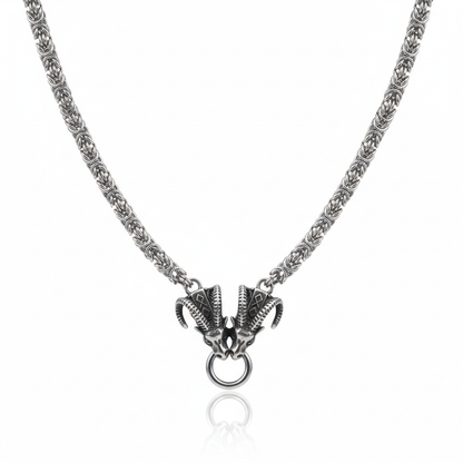 Viking goat head pendant necklace made from stainless steel
