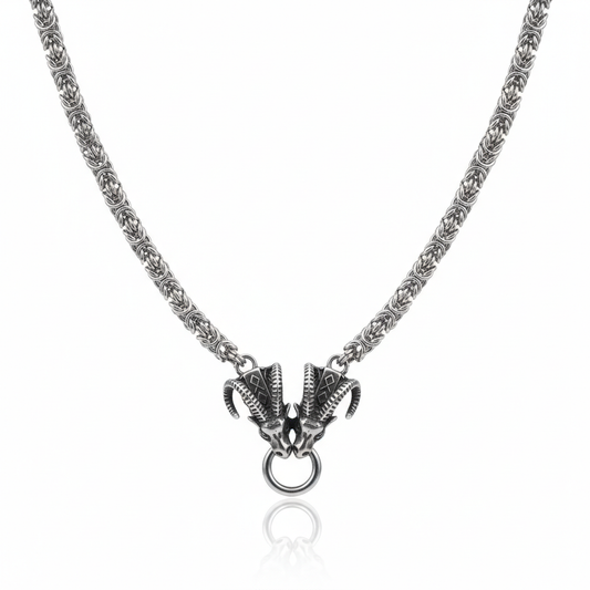 Viking goat head pendant necklace made from stainless steel