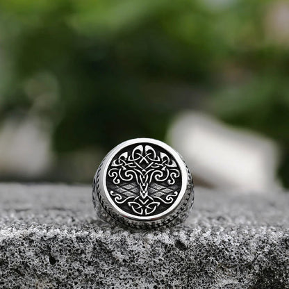 Viking knotwork ring stainless steel Norse mythology jewelry