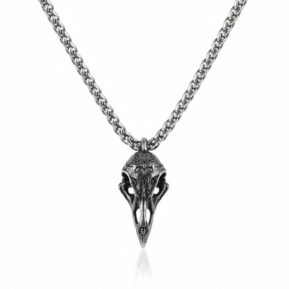 Viking raven skull pendant necklace made from stainless steel