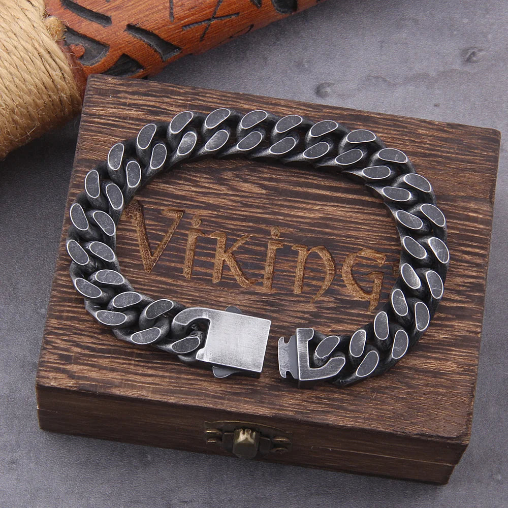 vintage black stainless steel chain bracelet for men