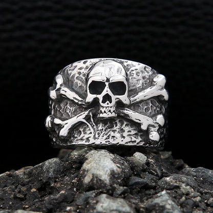 Vintage pirate skull ring stainless steel men jewelry
