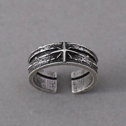 Vintage star symbol ring stainless steel engraved band