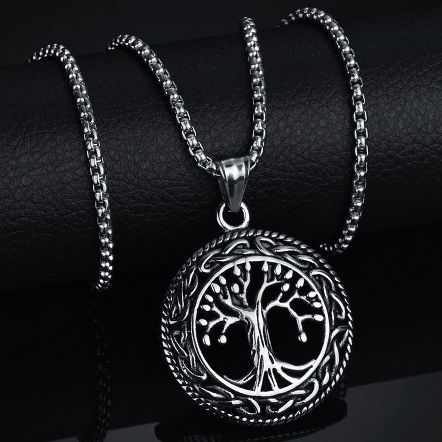 Vintage style Tree of Life necklace with circular pendant design